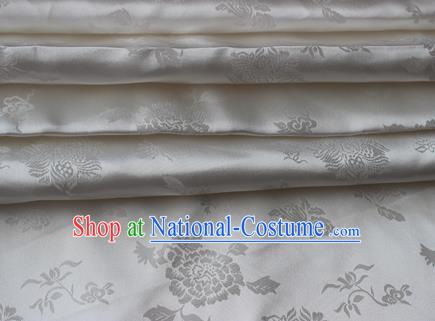 Chinese Traditional Peony Pattern Design White Brocade Fabric Asian Silk Fabric Chinese Fabric Material