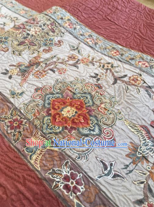 Chinese Traditional Embroidered Peony Crane Pattern Design Brocade Fabric Asian Silk Fabric Chinese Fabric Material