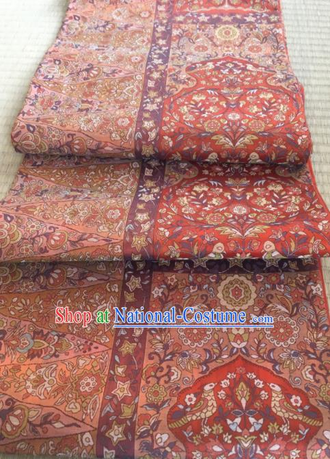 Chinese Traditional Embroidered Pattern Design Red Brocade Fabric Asian Silk Fabric Chinese Fabric Material