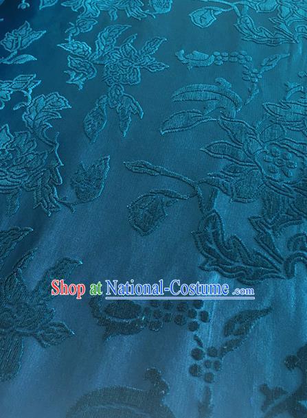 Chinese Traditional Peony Pattern Design Blue Brocade Fabric Asian Silk Fabric Chinese Fabric Material