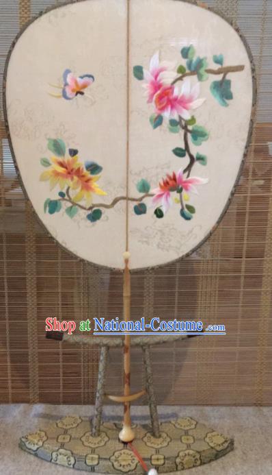 Chinese Traditional Hanfu Embroidered Flowers Silk Palace Fans Ancient Princess Dance Fan for Women