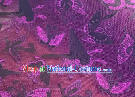 Chinese Traditional Butterfly Pattern Design Purple Brocade Fabric Asian Silk Fabric Chinese Fabric Material