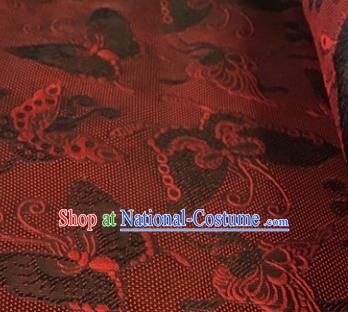 Chinese Traditional Butterfly Pattern Design Red Brocade Fabric Asian Silk Fabric Chinese Fabric Material