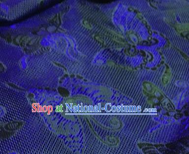 Chinese Traditional Butterfly Pattern Design Royalblue Brocade Fabric Asian Silk Fabric Chinese Fabric Material