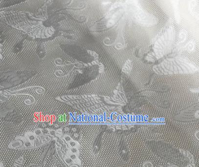 Chinese Traditional Butterfly Pattern Design White Brocade Fabric Asian Silk Fabric Chinese Fabric Material