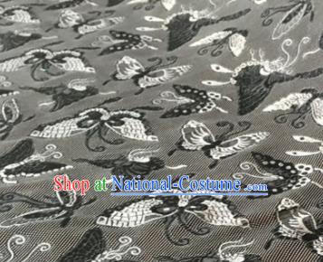 Chinese Traditional Butterfly Pattern Design Grey Brocade Fabric Asian Silk Fabric Chinese Fabric Material