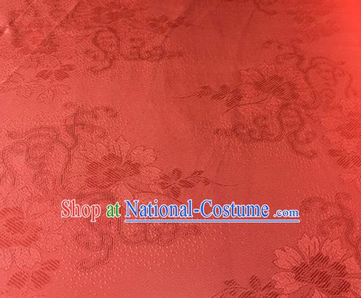 Chinese Traditional Cirrus Flowers Pattern Design Red Brocade Fabric Asian Silk Fabric Chinese Fabric Material