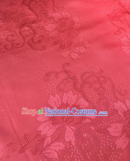 Chinese Traditional Cirrus Flowers Pattern Design Rosy Brocade Fabric Asian Silk Fabric Chinese Fabric Material