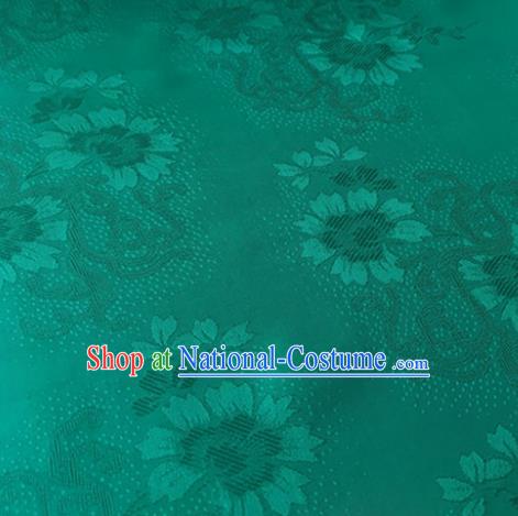 Chinese Traditional Cirrus Flowers Pattern Design Green Brocade Fabric Asian Silk Fabric Chinese Fabric Material