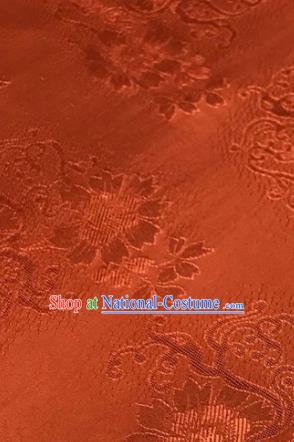 Chinese Traditional Cirrus Flowers Pattern Design Orange Brocade Fabric Asian Silk Fabric Chinese Fabric Material