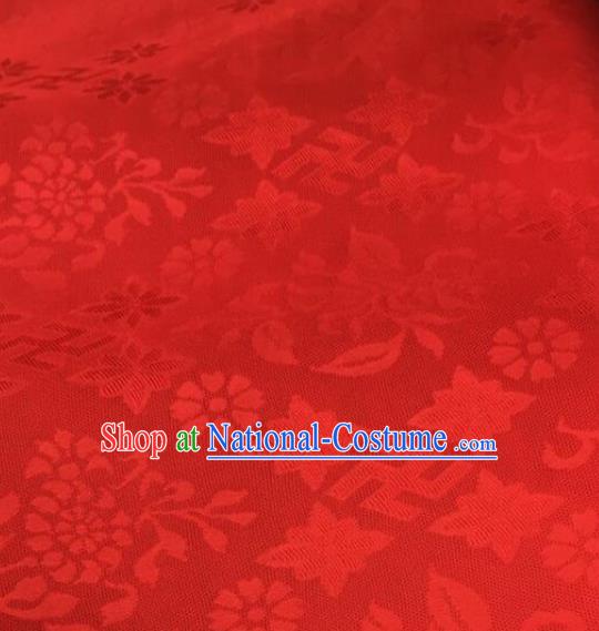 Chinese Traditional Rich Flowers Pattern Design Red Brocade Fabric Asian Silk Fabric Chinese Fabric Material