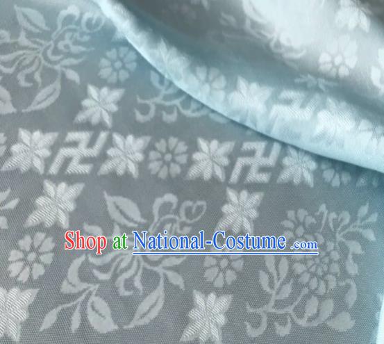 Chinese Traditional Rich Flowers Pattern Design Light Blue Brocade Fabric Asian Silk Fabric Chinese Fabric Material