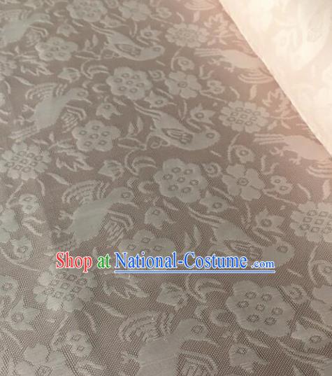 Chinese Traditional Flower Bird Pattern Design Light Brown Brocade Fabric Asian Silk Fabric Chinese Fabric Material