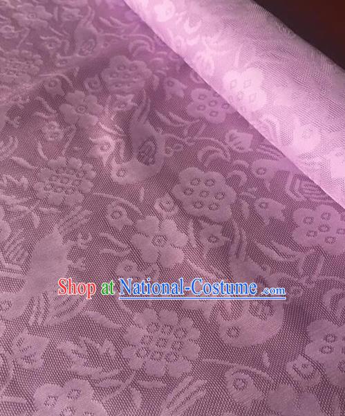 Chinese Traditional Flower Bird Pattern Design Lilac Brocade Fabric Asian Silk Fabric Chinese Fabric Material