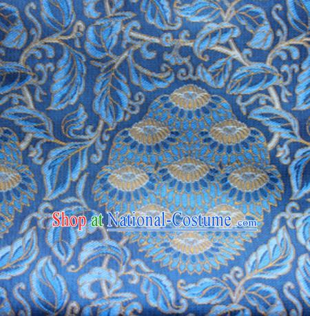 Chinese Traditional Lotus Pattern Design Blue Brocade Fabric Asian Silk Fabric Chinese Fabric Material