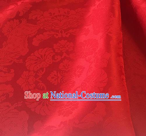 Chinese Traditional Flowers Pattern Design Red Brocade Fabric Asian Silk Fabric Chinese Fabric Material