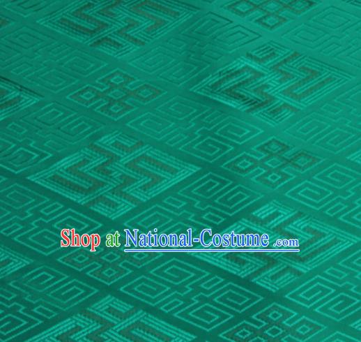 Chinese Traditional Rhombus Pattern Design Green Brocade Fabric Asian Silk Fabric Chinese Fabric Material