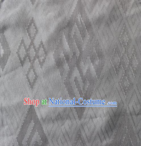 Chinese Traditional Rhombus Pattern Design White Brocade Fabric Asian Silk Fabric Chinese Fabric Material