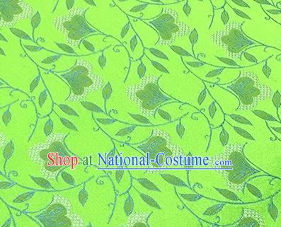 Chinese Traditional Hanfu Silk Fabric Classical Leaf Pattern Design Green Brocade Tang Suit Fabric Material