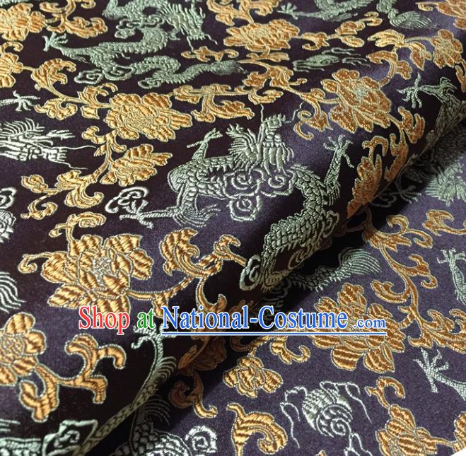 Chinese Traditional Dragons Pattern Design Deep Purple Brocade Fabric Asian Silk Fabric Chinese Fabric Material