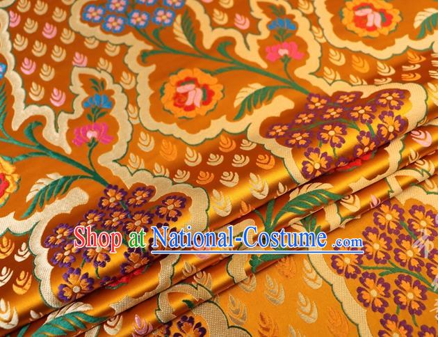 Chinese Classical Pattern Design Golden Brocade Traditional Hanfu Silk Fabric Tang Suit Fabric Material