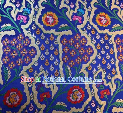 Chinese Classical Pattern Design Royalblue Brocade Traditional Hanfu Silk Fabric Tang Suit Fabric Material