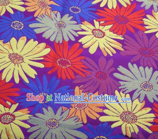 Chinese Classical Sunflowers Pattern Design Purple Brocade Traditional Hanfu Silk Fabric Tang Suit Fabric Material