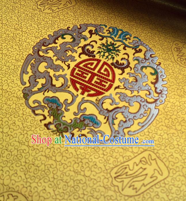 Chinese Traditional Auspicious Pattern Design Golden Brocade Fabric Asian Silk Fabric Chinese Fabric Material