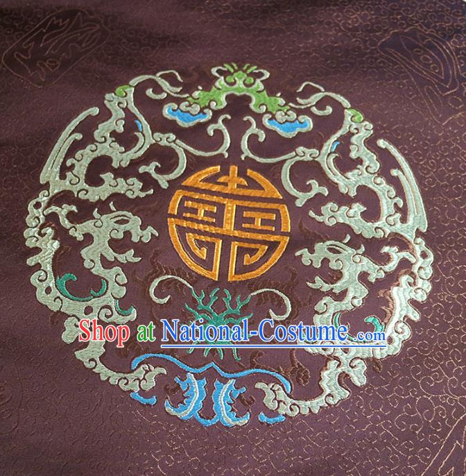 Chinese Traditional Auspicious Pattern Design Brown Brocade Fabric Asian Silk Fabric Chinese Fabric Material