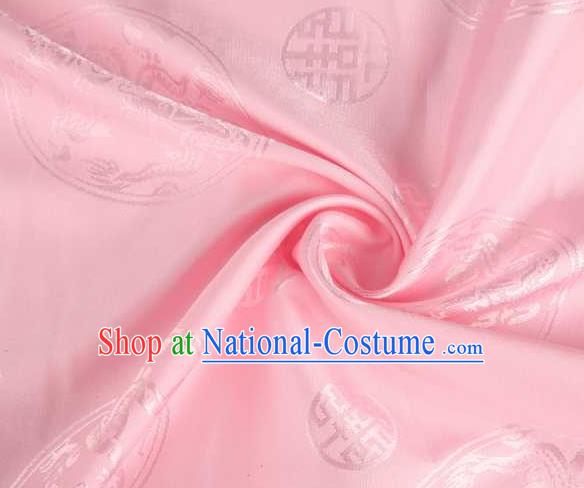 Chinese Classical Round Dragon Pattern Design Pink Brocade Traditional Hanfu Silk Fabric Tang Suit Fabric Material