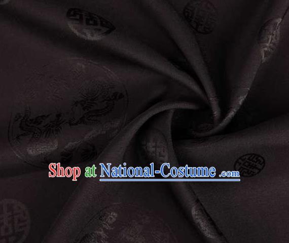 Chinese Classical Round Dragon Pattern Design Black Brocade Traditional Hanfu Silk Fabric Tang Suit Fabric Material