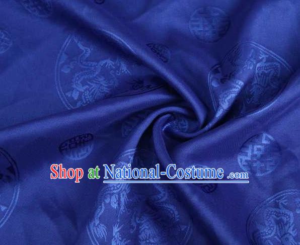 Chinese Classical Round Dragon Pattern Design Royalblue Brocade Traditional Hanfu Silk Fabric Tang Suit Fabric Material