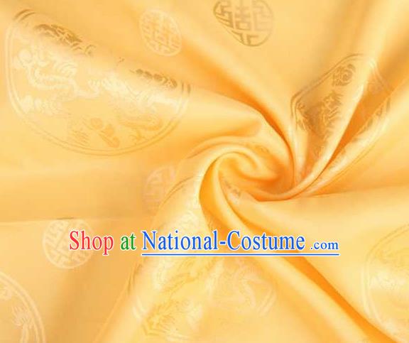 Chinese Classical Round Dragon Pattern Design Yellow Brocade Traditional Hanfu Silk Fabric Tang Suit Fabric Material