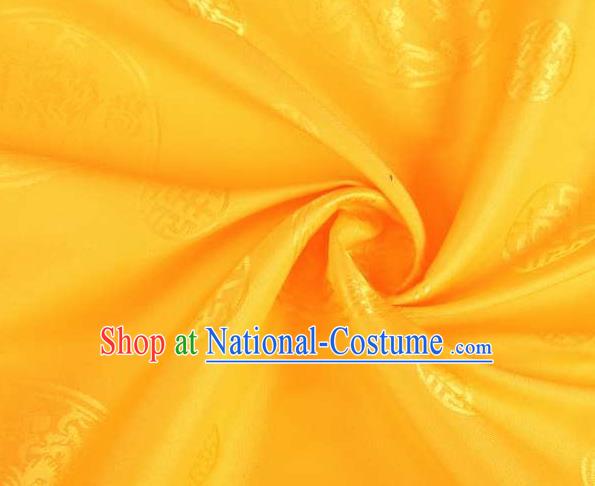 Chinese Classical Round Dragon Pattern Design Golden Brocade Traditional Hanfu Silk Fabric Tang Suit Fabric Material