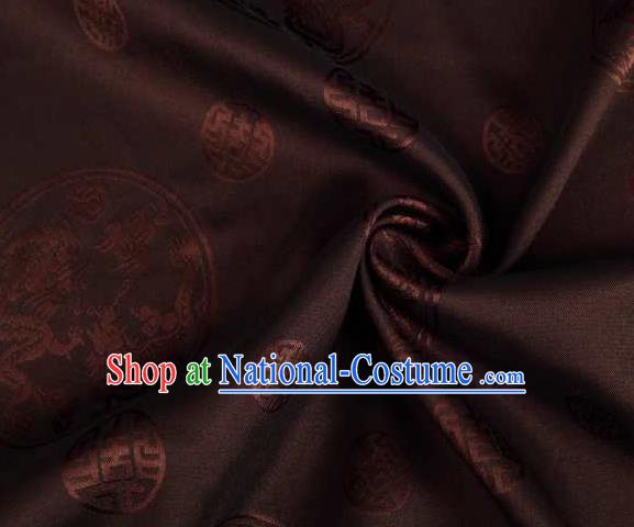 Chinese Classical Round Dragon Pattern Design Brown Brocade Traditional Hanfu Silk Fabric Tang Suit Fabric Material