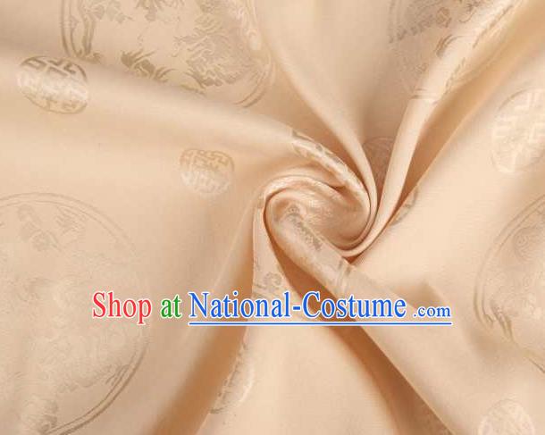 Chinese Classical Round Dragon Pattern Design Champagne Brocade Traditional Hanfu Silk Fabric Tang Suit Fabric Material