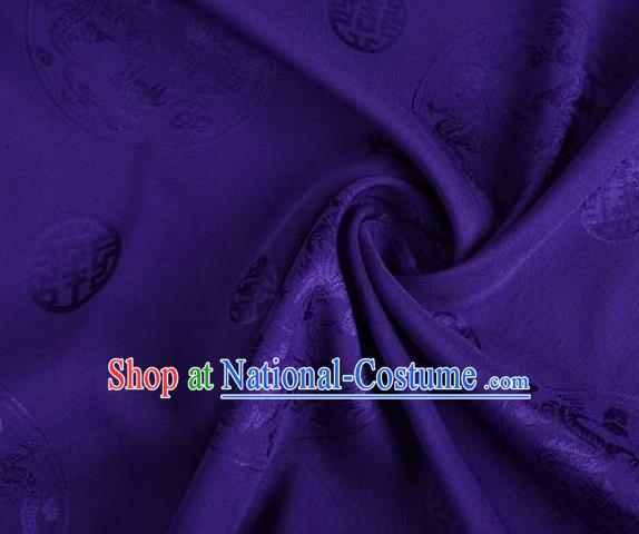 Chinese Classical Round Dragon Pattern Design Purple Brocade Traditional Hanfu Silk Fabric Tang Suit Fabric Material