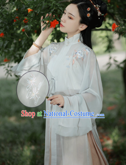 Traditional Chinese Ming Dynasty Rich Lady Hanfu Dress Ancient Embroidered Historical Costume for Women