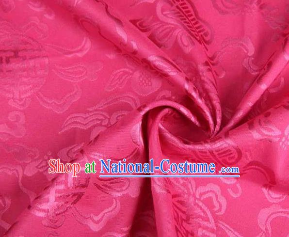 Chinese Classical Palm Leaf Pattern Design Rosy Brocade Traditional Hanfu Silk Fabric Tang Suit Fabric Material