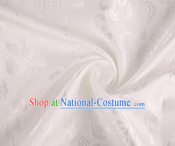 Chinese Classical Palm Leaf Pattern Design White Brocade Traditional Hanfu Silk Fabric Tang Suit Fabric Material