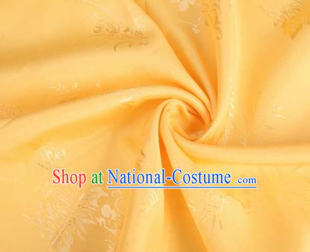 Chinese Classical Chrysanthemum Pattern Design Yellow Brocade Traditional Hanfu Silk Fabric Tang Suit Fabric Material