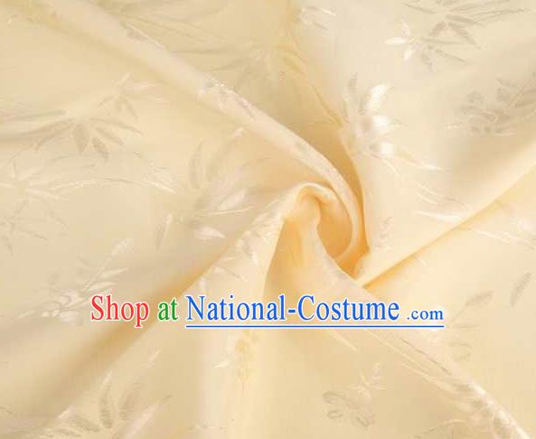 Chinese Classical Bamboo Chrysanthemum Pattern Design Light Golden Brocade Traditional Hanfu Silk Fabric Tang Suit Fabric Material