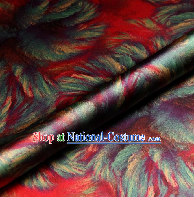 Chinese Traditional Pattern Design Red Satin Watered Gauze Brocade Fabric Asian Silk Fabric Material