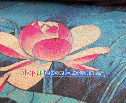 Chinese Traditional Pink Lotus Pattern Design Satin Watered Gauze Brocade Fabric Asian Silk Fabric Material