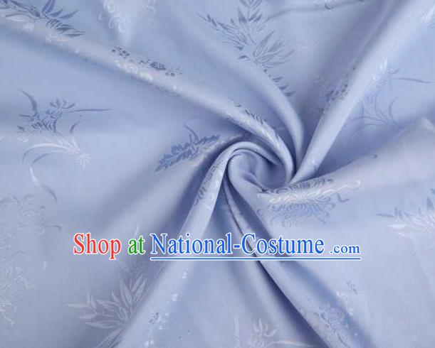 Chinese Classical Bamboo Chrysanthemum Pattern Design Lilac Brocade Traditional Hanfu Silk Fabric Tang Suit Fabric Material