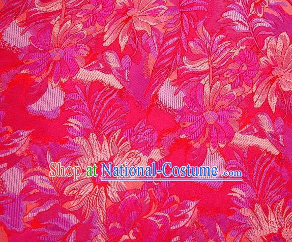 Chinese Classical Flowers Pattern Design Rosy Brocade Traditional Hanfu Silk Fabric Tang Suit Fabric Material