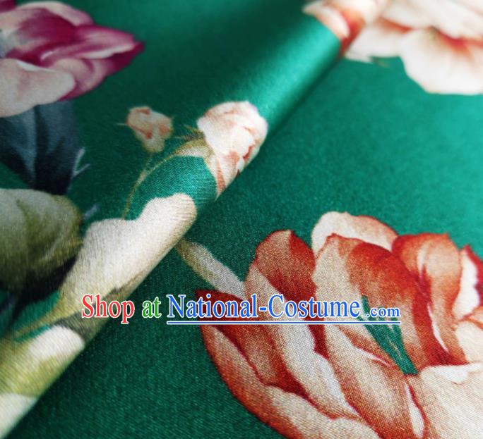 Chinese Traditional Pattern Design Green Satin Watered Gauze Brocade Fabric Asian Silk Fabric Material