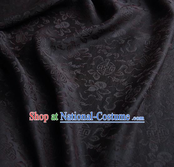 Chinese Traditional Cucurbit Pattern Design Black Satin Watered Gauze Brocade Fabric Asian Silk Fabric Material