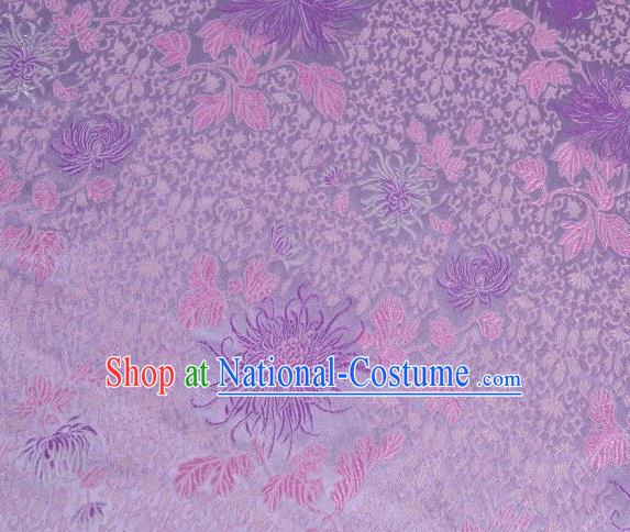 Chinese Classical Chrysanthemum Pattern Design Purple Brocade Asian Traditional Hanfu Silk Fabric Tang Suit Fabric Material