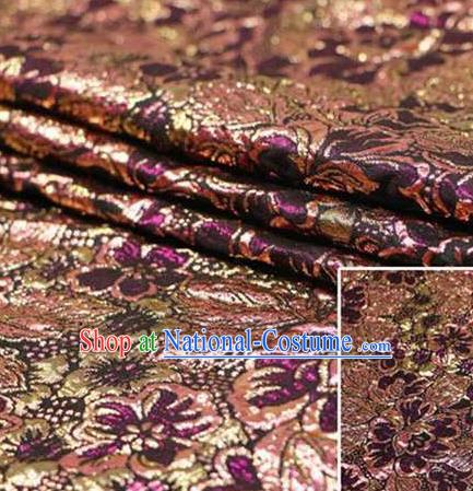 Chinese Classical Pattern Design Deep Purple Brocade Asian Traditional Hanfu Silk Fabric Tang Suit Fabric Material